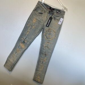 ARKETYPE vanilla distressed cotton blend 5 pocket jeans 30/30 NWT